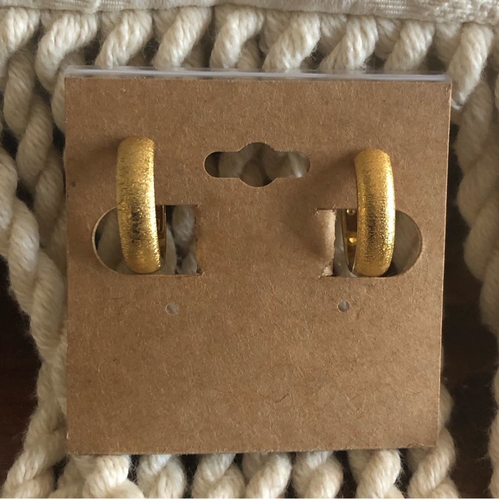 Vintage Monet brushed matte finish gold hoop clip on earrings